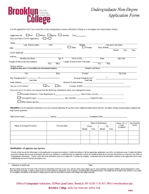 2016 2025 Cuny Brooklyn College Undergraduate Non Degree Application