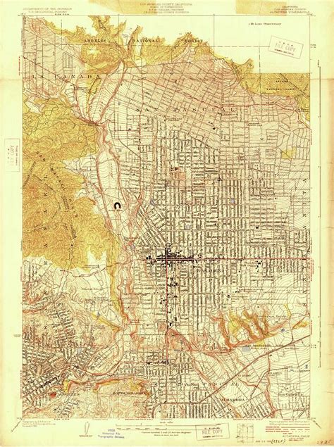 Altadena Ca From 1928 Vintage Map High Quality Mixed Media By Vintage