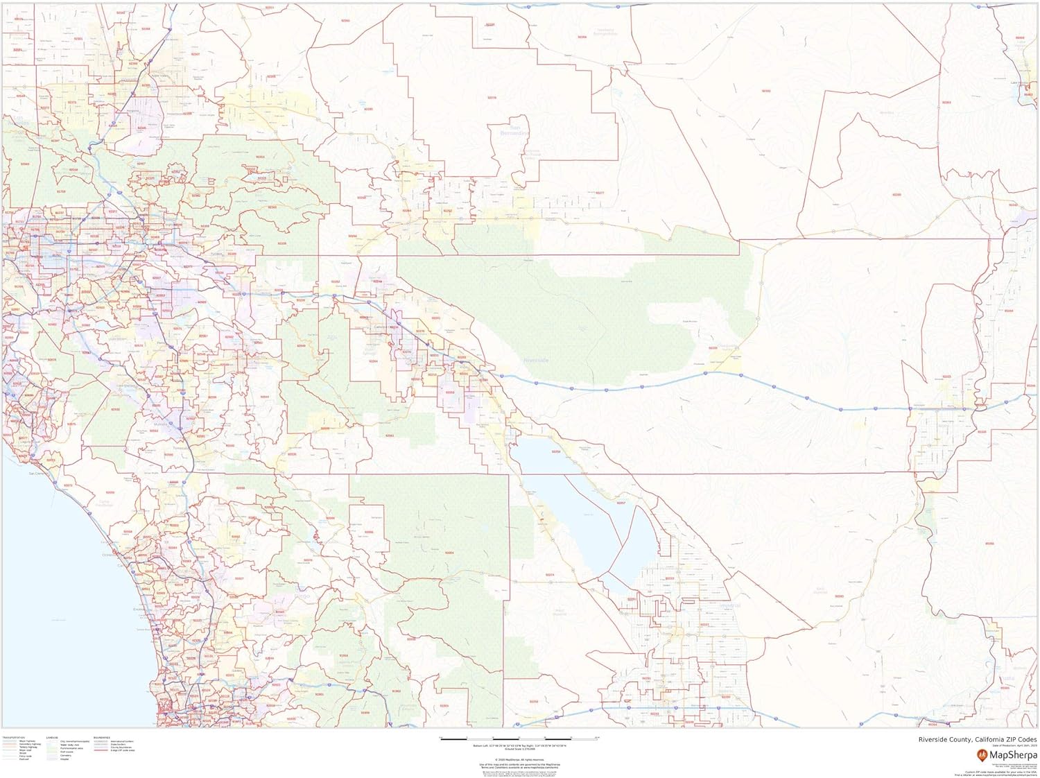 Amazon Com Riverside County California Zip Codes 48 X 36 Paper