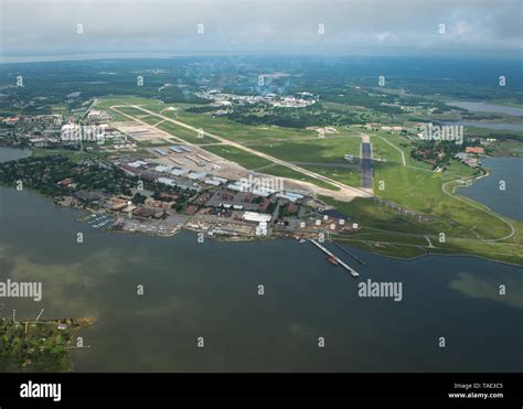 An Aerial Photograph Of Langley Air Force Base And The Hampton Roads