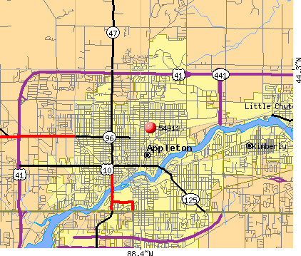 Appleton Wisconsin Zip Code Wall Map Basic Style By Marketmaps Mapsales