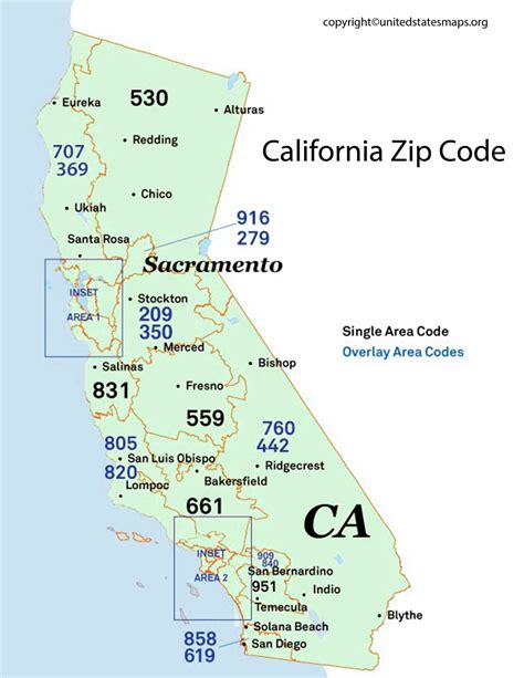 Area Code Map Of California Berkeley California Zip Code Map Printable