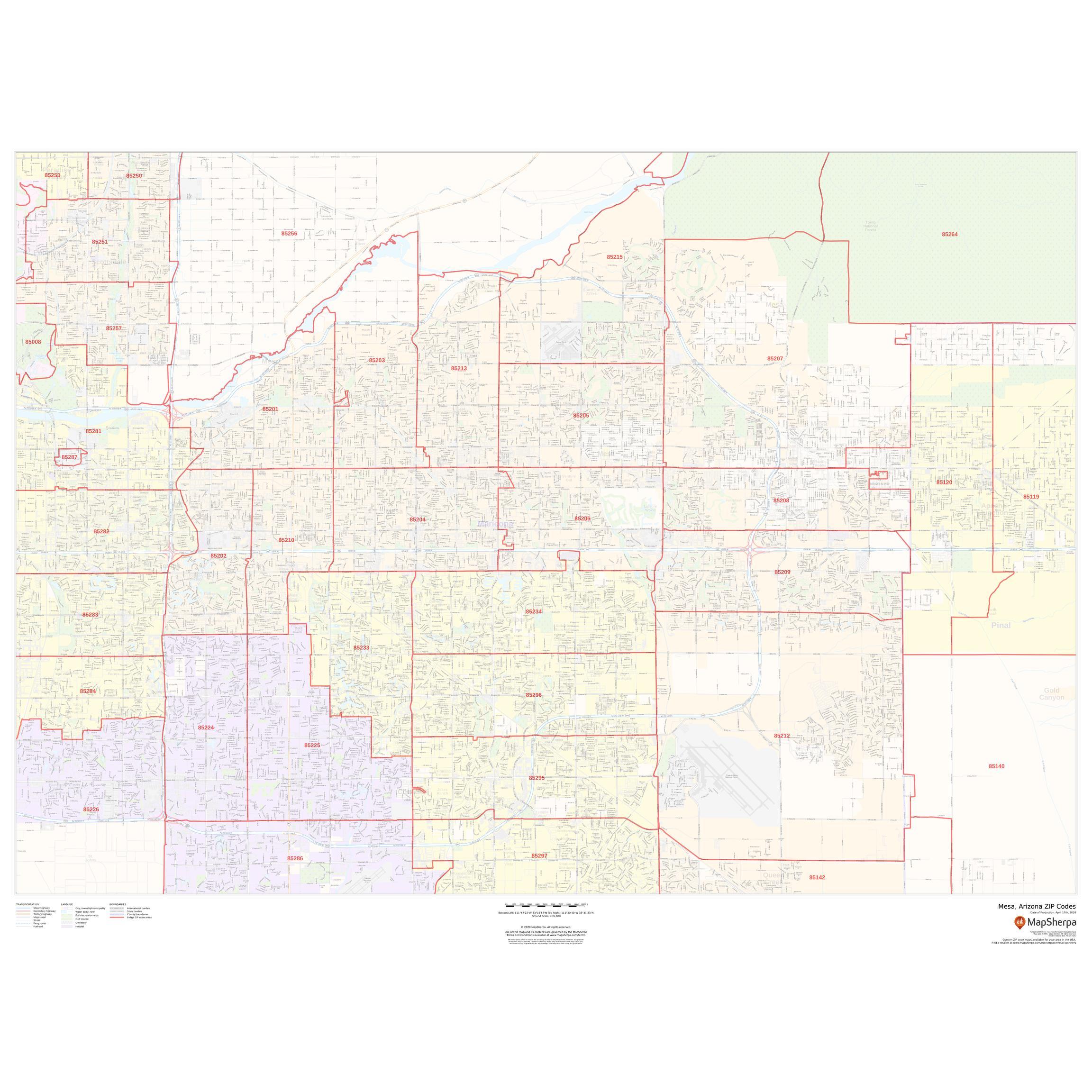 Arizona Zip Codes Mesa