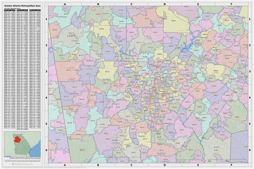 Atlanta Georgia Zip Code Map