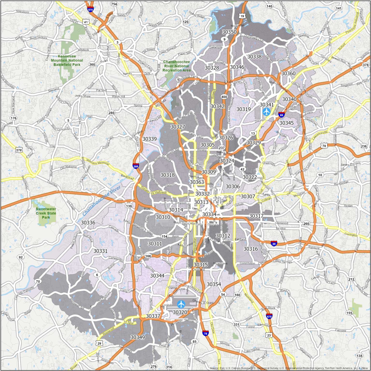 Atlanta Zip Code Map Gis Geography