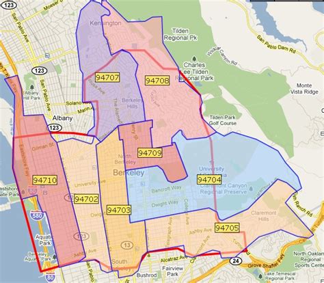 Berkeley California Zip Code Wall Map Red Line Style By Marketmaps