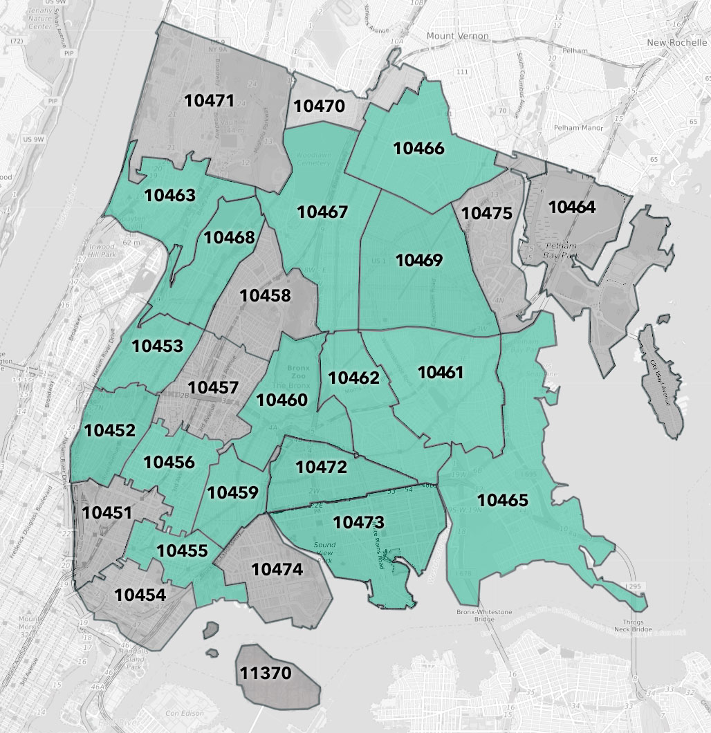 Bronx Zip Code Map