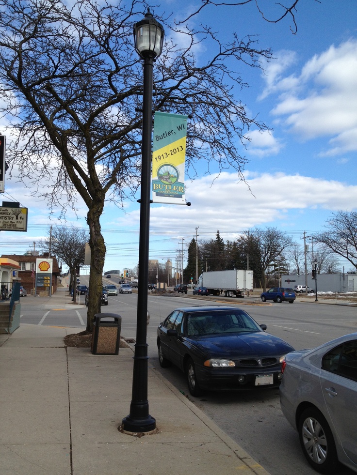 Butler Wi Centennial Displayed On Pole Pocket Banners Throughout Town