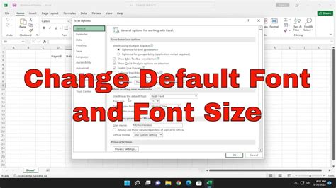 Change Excel Font Default