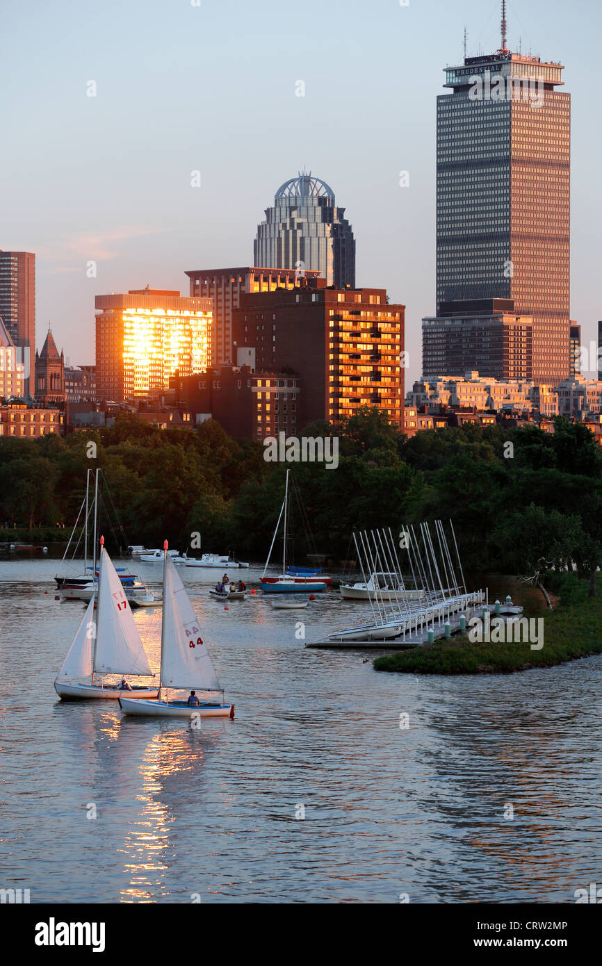 Charles River Basin Back Bay Skyline In Boston Massachusetts