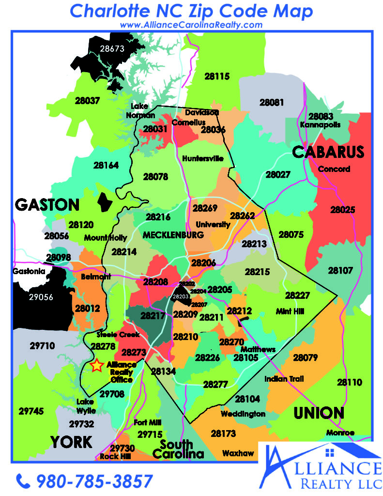 Charlotte Zip Code Map United States Map