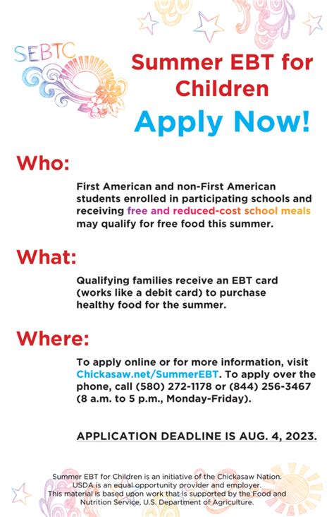 Chickasaw Summer Ebt Apply Now Wynnewood High School