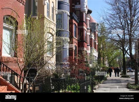 Colorful Brownstones In Woodley Park Adams Morgan Area Of Washington Dc