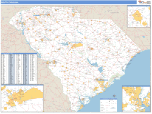 Columbia South Carolina Zip Code Wall Map Red Line Style By Marketmaps