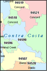 Contra Costa County Zip Code Map Otto Maps