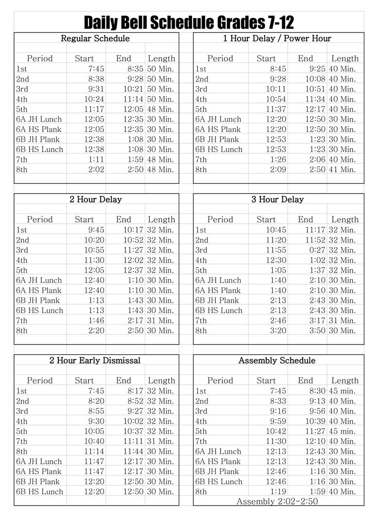 Daily Bell Schedule Spring Mills High