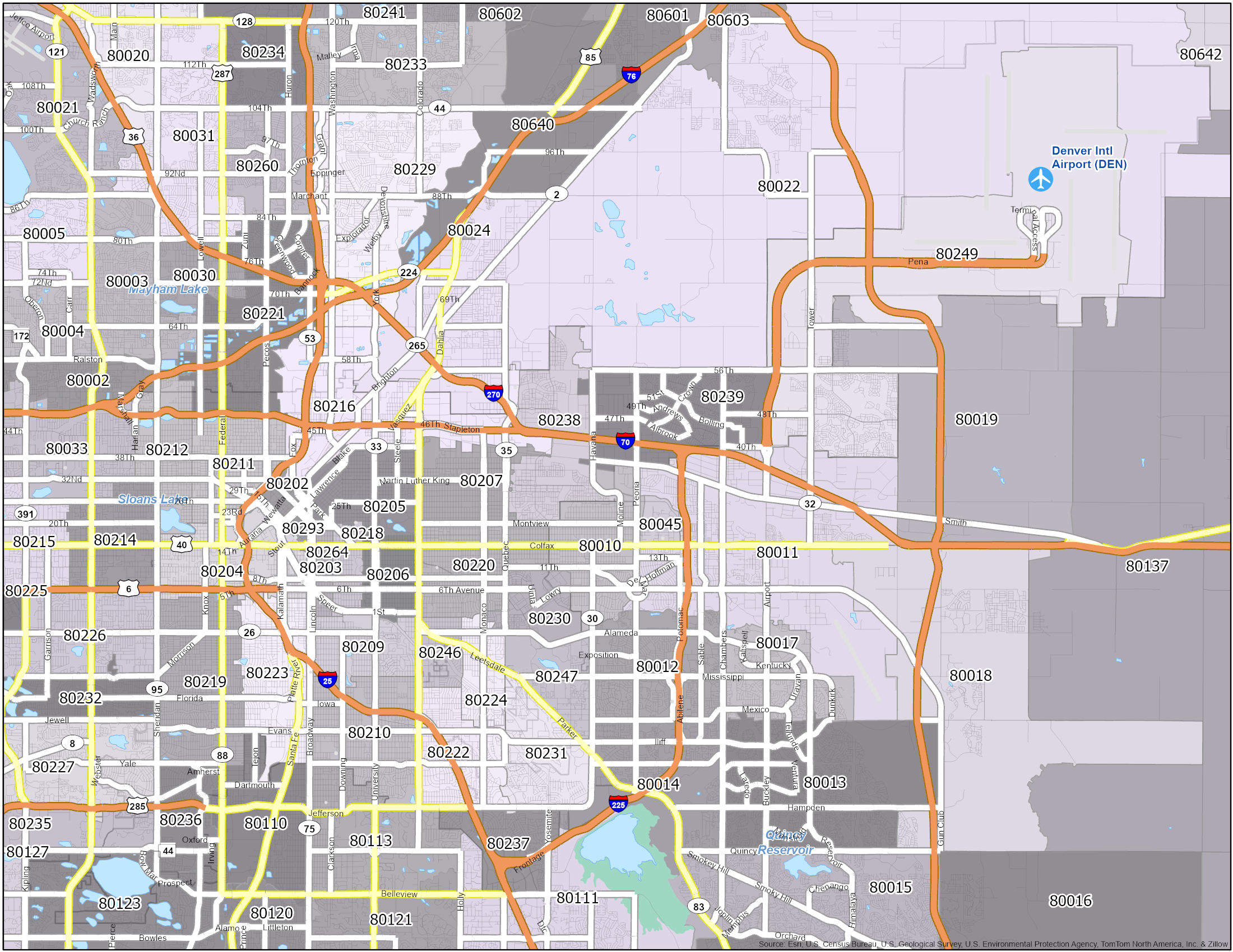 Denver Co Zip Code Map