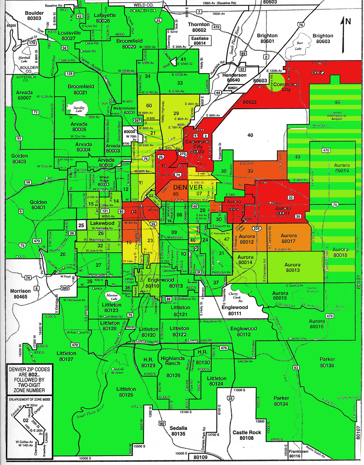 Denver Metro Area Zip Code Map