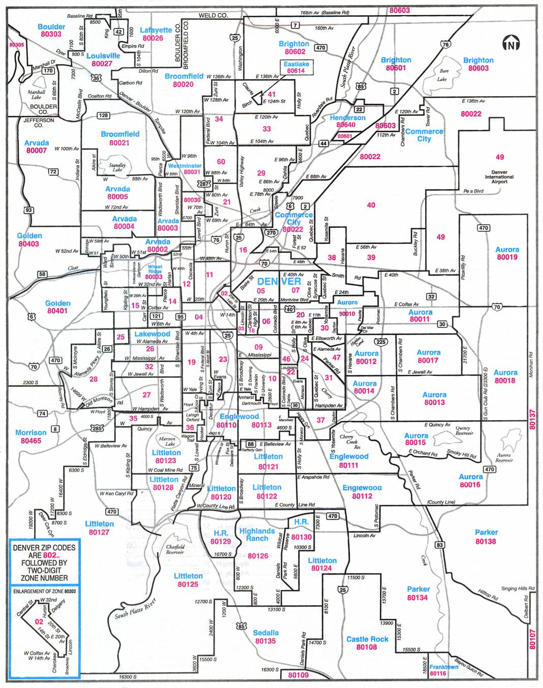 Denver Zip Code Map With Surrounding Areas Printable