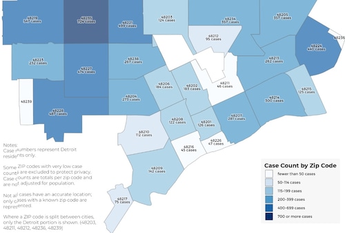 Detroit Releases Zip Code Map Of Coronavirus Cases Mlive Com