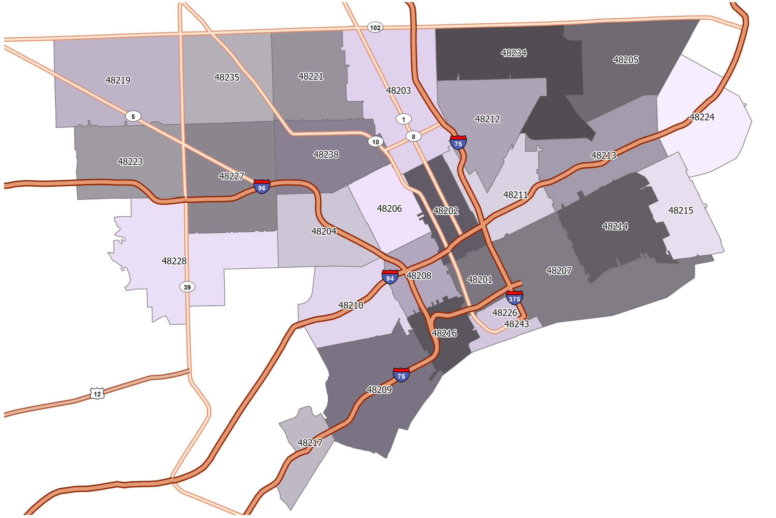 Detroit Zip Code Map Printable