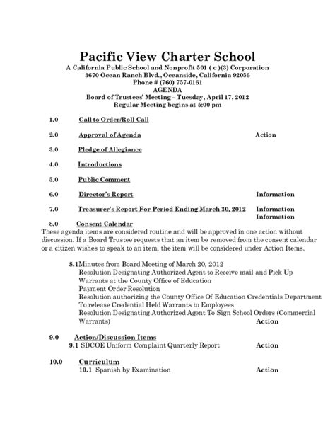 Fillable Online Pacific View Charter School Guidestar Profile Fax