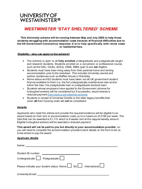 Fillable Online Westminster Stay Sheltered Scheme Fax Email Print