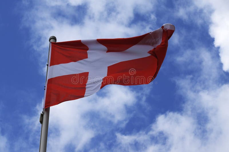 Flag Of Denmark White Cross On A Red Background National Symbol Stock