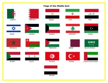 Flags Of The Middle East Matching By The Tinkering Shop Tpt