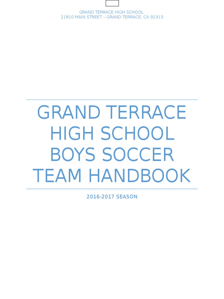 Grand Terrace High School Boys Soccer Team Handbook 2016 2017 Pdf