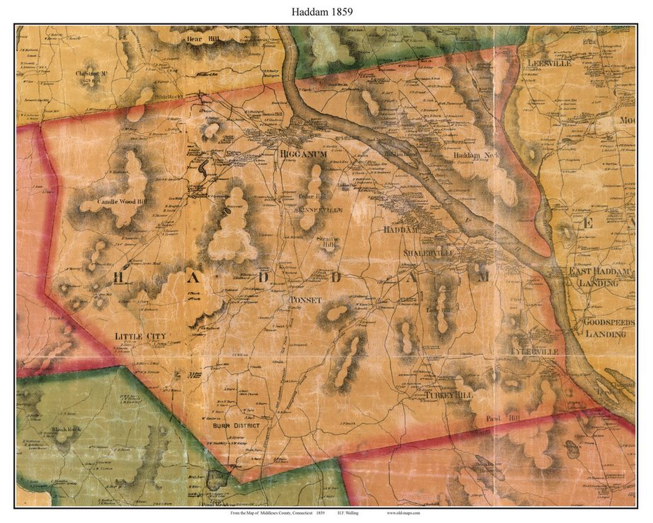 Haddam Connecticut 1859 Middlesex Co Old Map Custom Print Old Maps