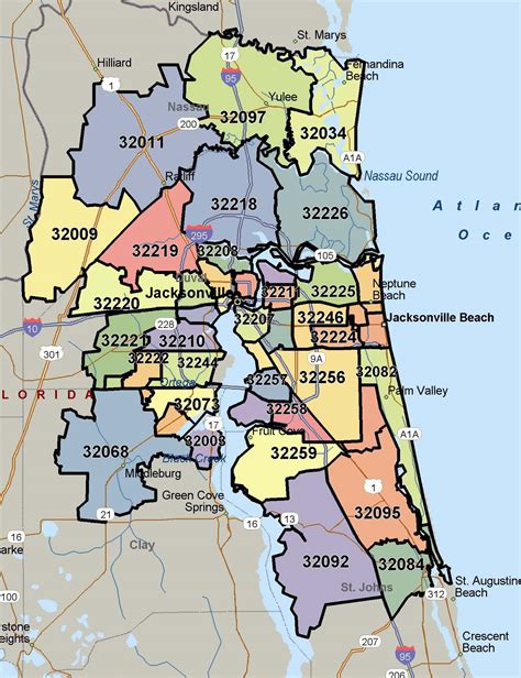 Jacksonville Area Zip Code Map