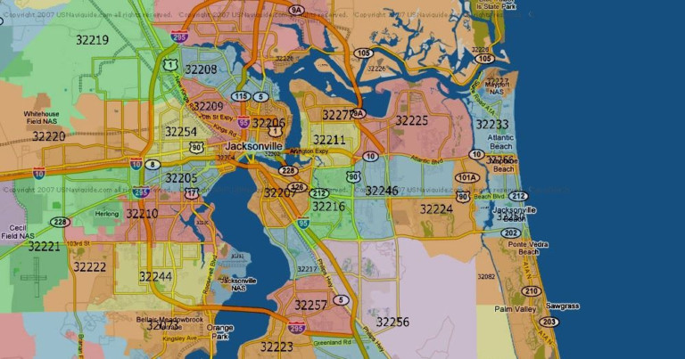 Jacksonville Fl Zip Map