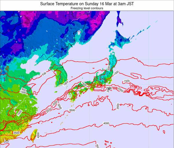 Japan Surface Temperature On Friday 16 Feb At 9Am Jst