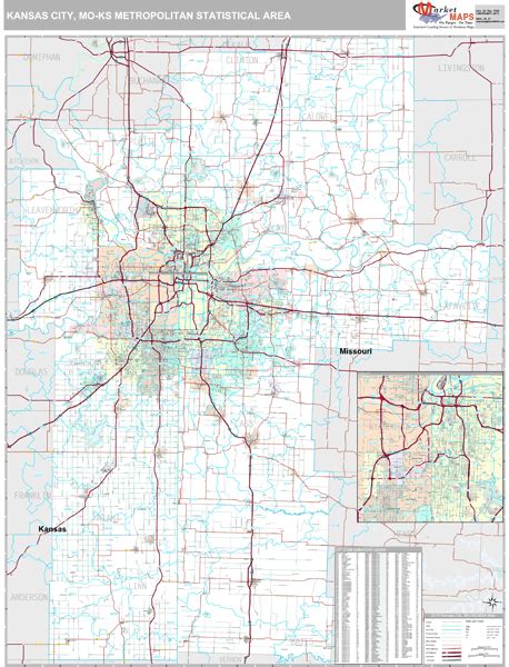 Kansas City Mo Metro Area Zip Code Wall Map Basic Style By Marketmaps