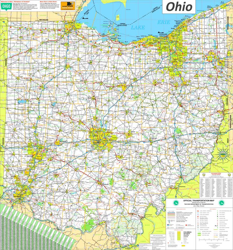 Large Detailed Tourist Map Of Ohio With Cities And Towns Maps Of Ohio