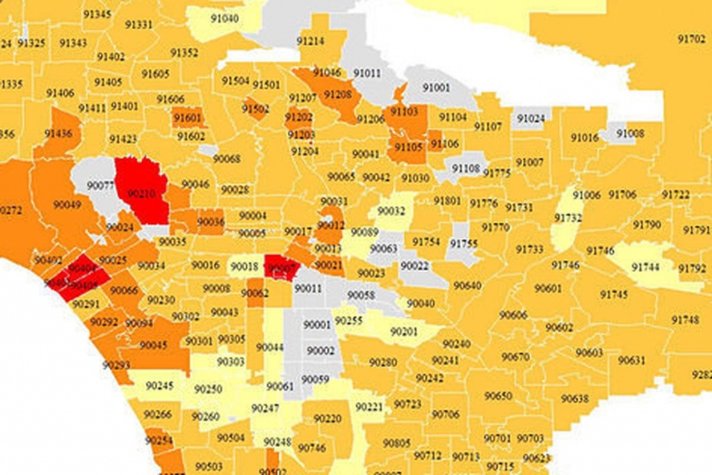 Los Angeles Zip Code Map Map Of The World