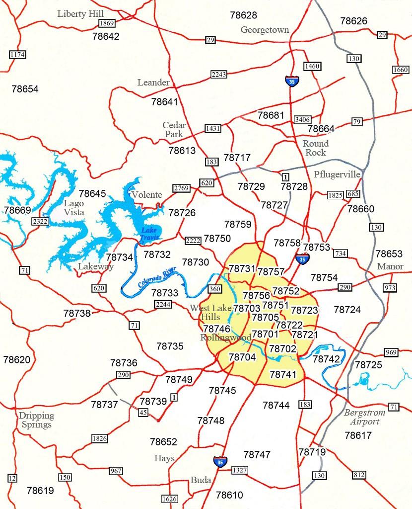 Map Of Austin Texas Zip Codes Secretmuseum