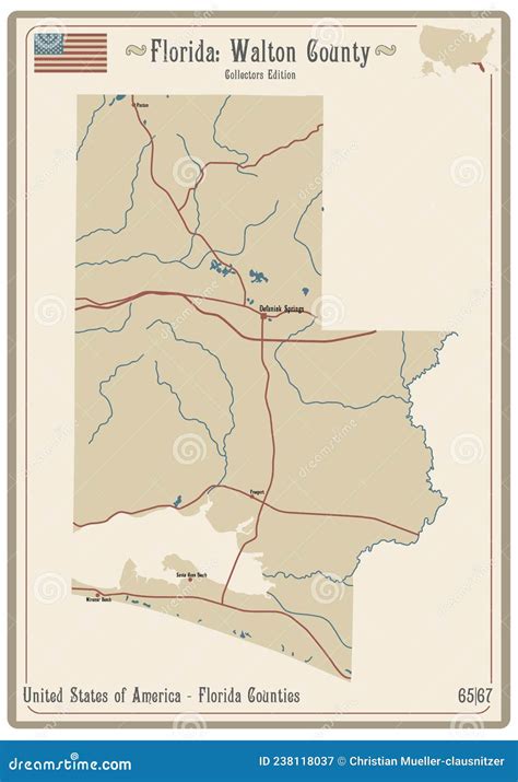 Map Of Walton County In Florida Stock Illustration Illustration Of