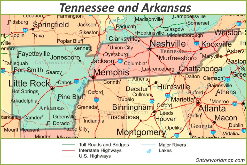 Map Tennessee And Arkansas