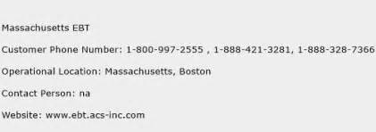 Massachusetts Ebt Contact Number Massachusetts Ebt Customer Service