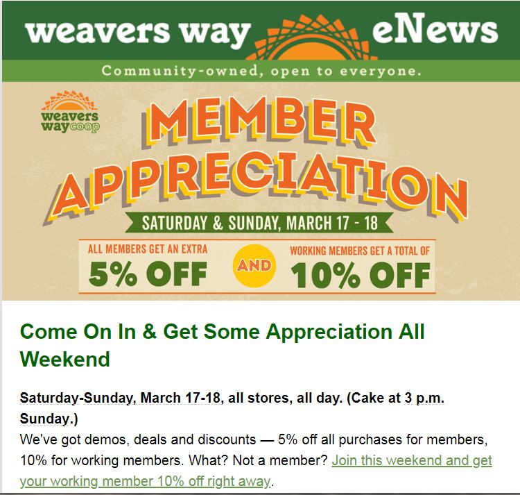 Member Appreciation Days At Weavers Way Coop Chestnut Hill