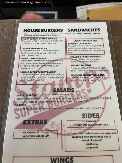 Menu Of Stamps Superburger In Jackson Ms 39204