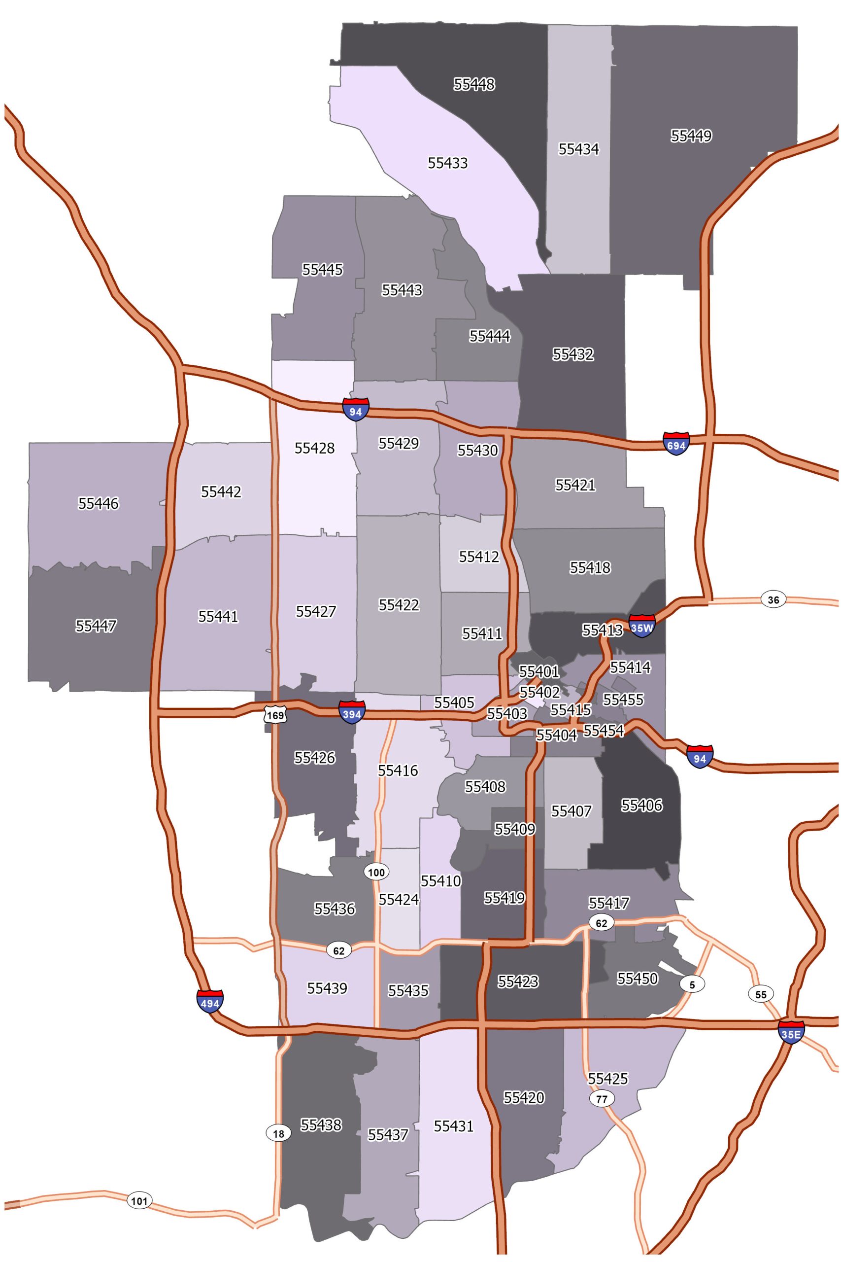 Minneapolis Minnesota Zip Code Map