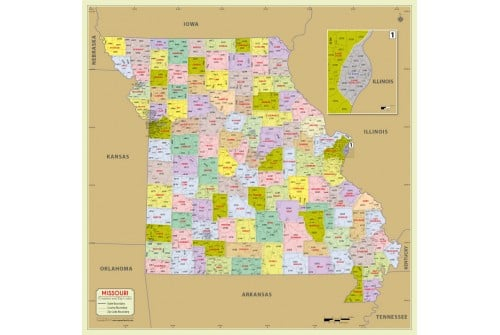 Missouri Zip Code Map With Cities United States Map