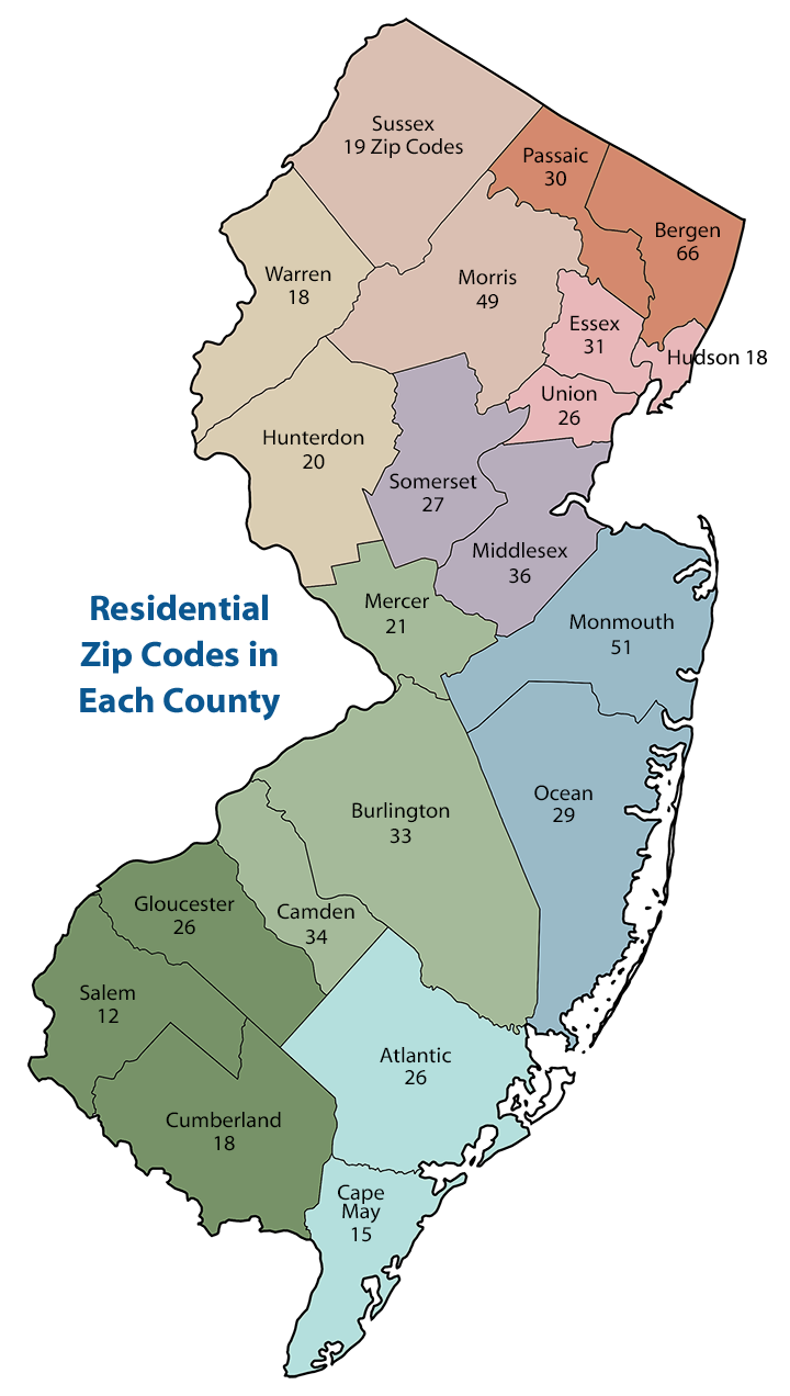 New Jersey Zip Code Map New Jersey Postal Code