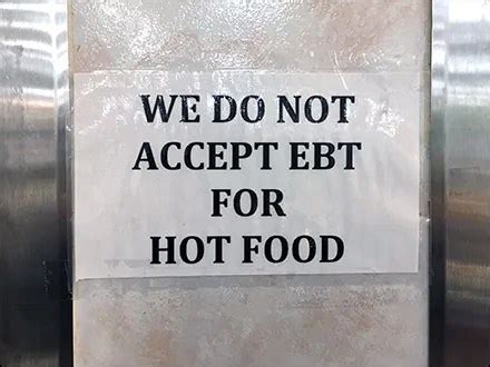 No Ebt Hot Food Notice Fixtures Close Up