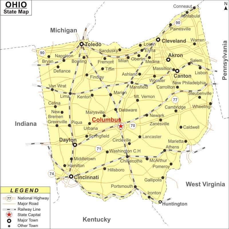 Ohio City Map Large Printable High Resolution And Standard Map