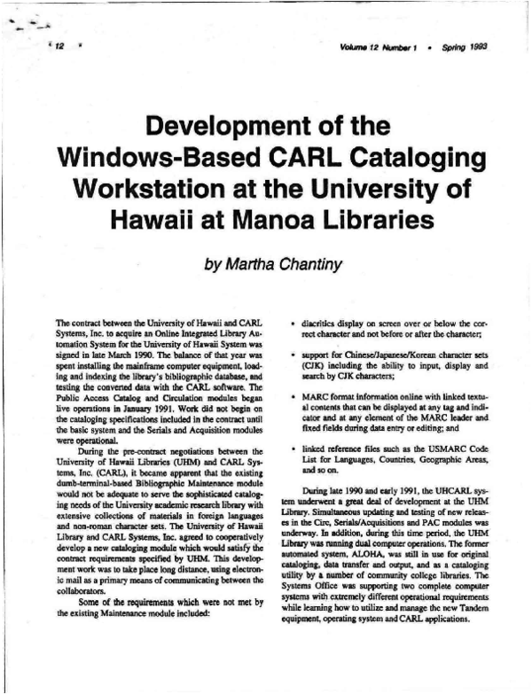 Pdf Development Of The Windows Based Carl Cataloging Workstation At