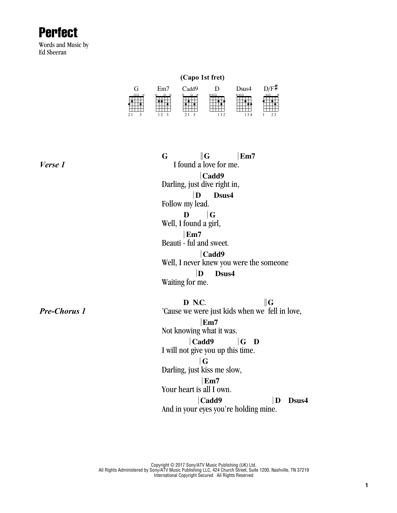 Perfect By Ed Sheeran Guitar Chords Lyrics Guitar Instructor